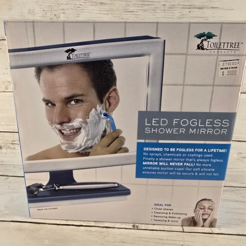 ToiletTree LED Fogless Shower Mirror TTP-LED-02 Adjustable Shaving Mirror Silver